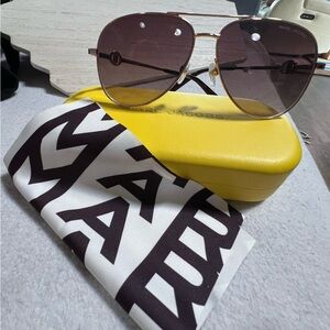 Marc Jacobs Gold Aviator Sunglasses w/ Case and Branded Cloth